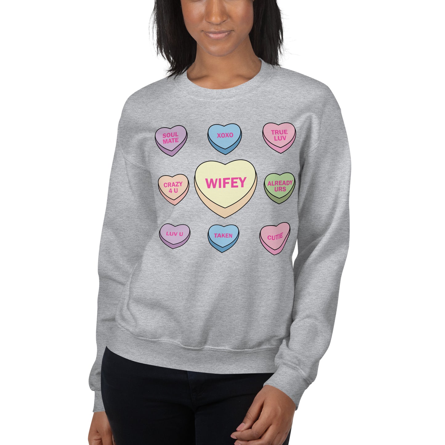 Candy Hearts Wifey Crew Neck