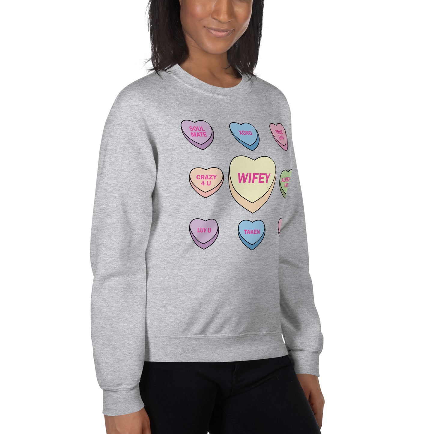 Candy Hearts Wifey Crew Neck