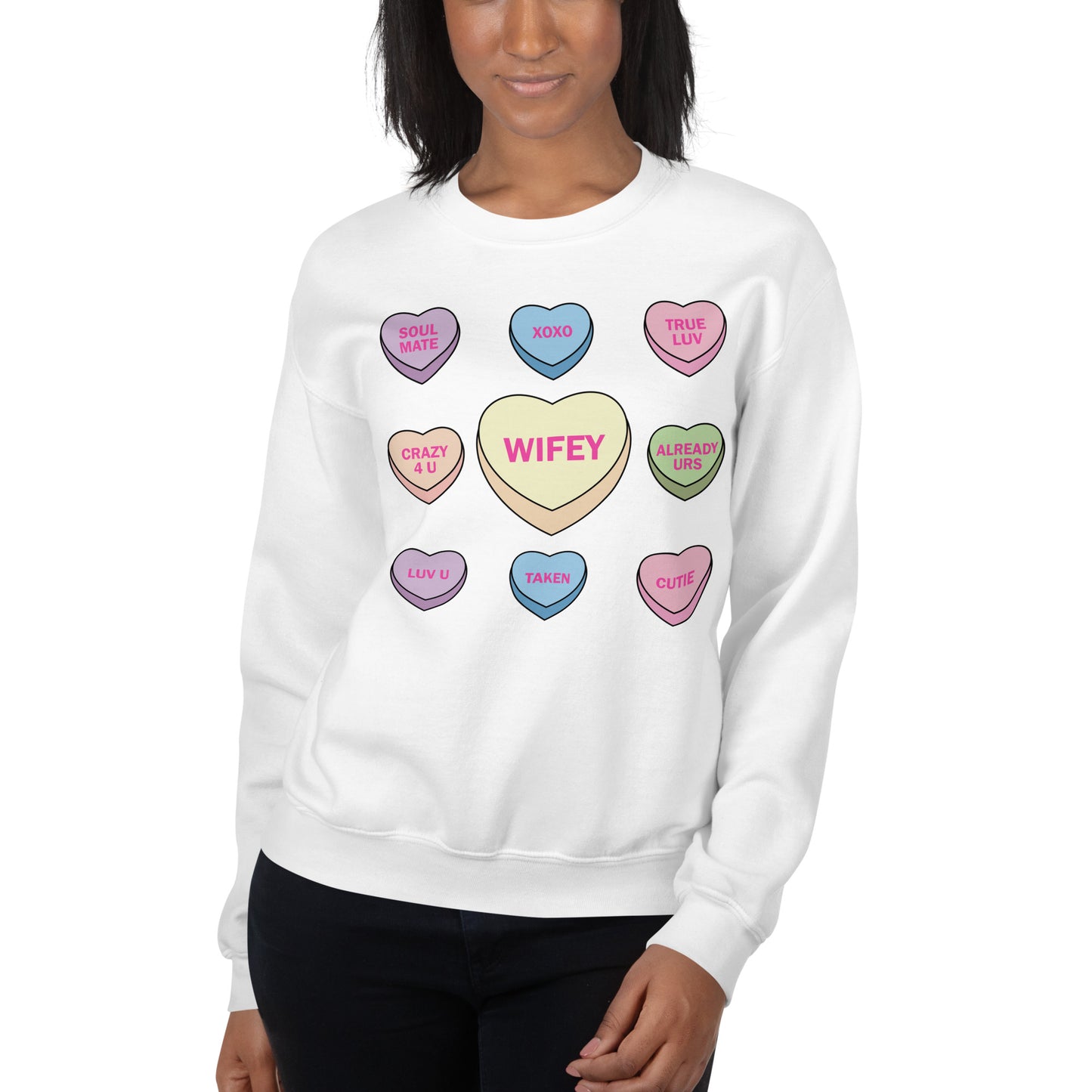 Candy Hearts Wifey Crew Neck