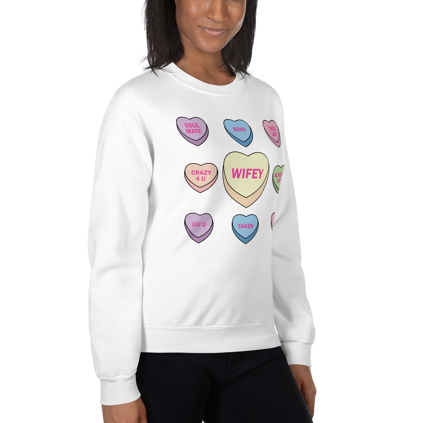 Candy Hearts Wifey Crew Neck